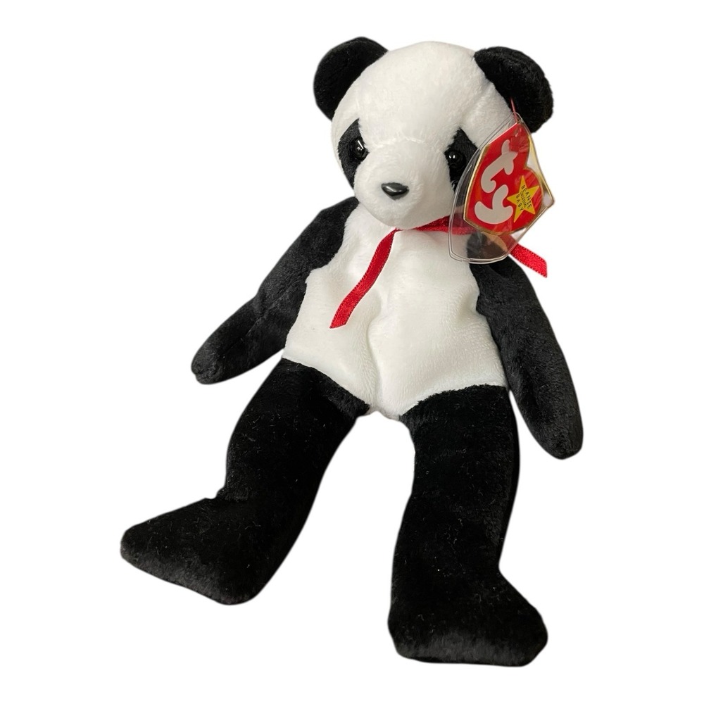 Fortune Panda Bear TY Beanie Baby 8 inch - MWMT's Stuffed Animal Toy